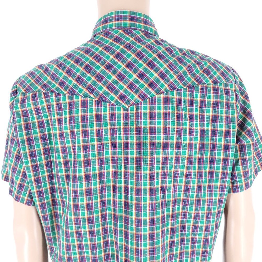 Wrangler Western Men Shirt Check Pearl Snap Button Multicolor Size L - Picture 6 of 7